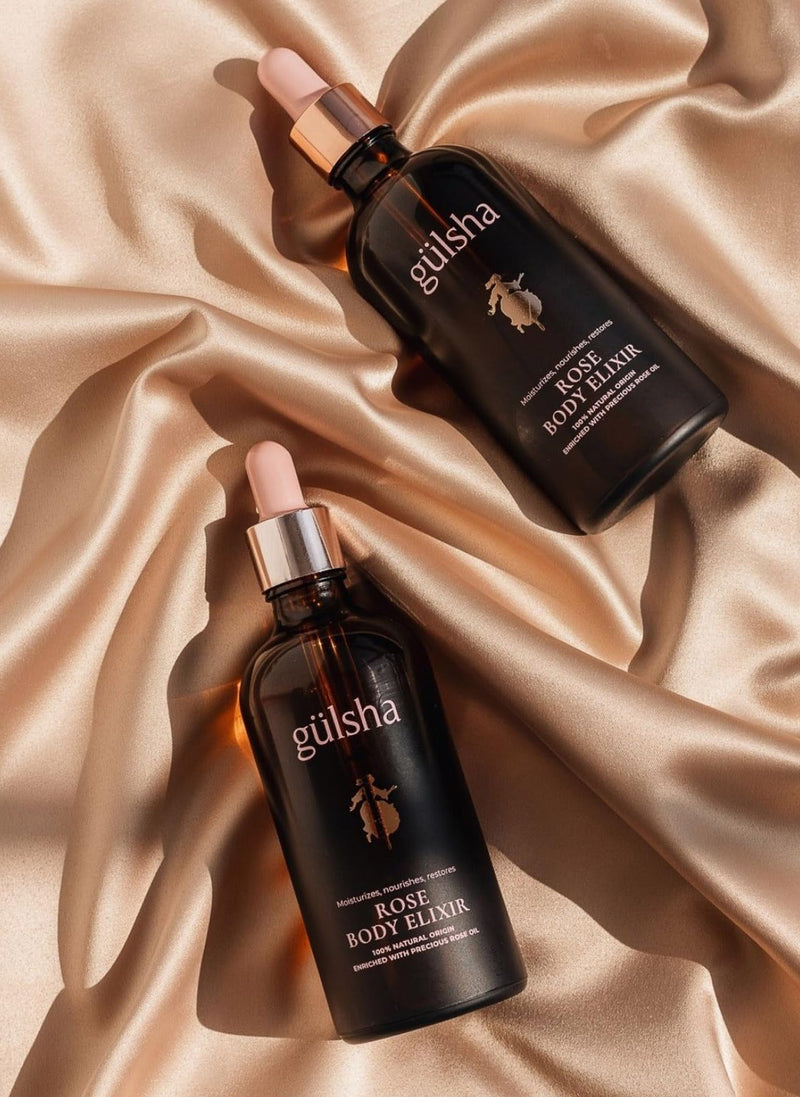 gülsha Rose Body Elixir – Luxurious Rose Body Oil 100 ml / 3.38 Fl Oz, Deep Moisturizing, Firming & Nourishing with Vitamins A, D, E & Omegas, Jojoba Oil, Baobab Oil