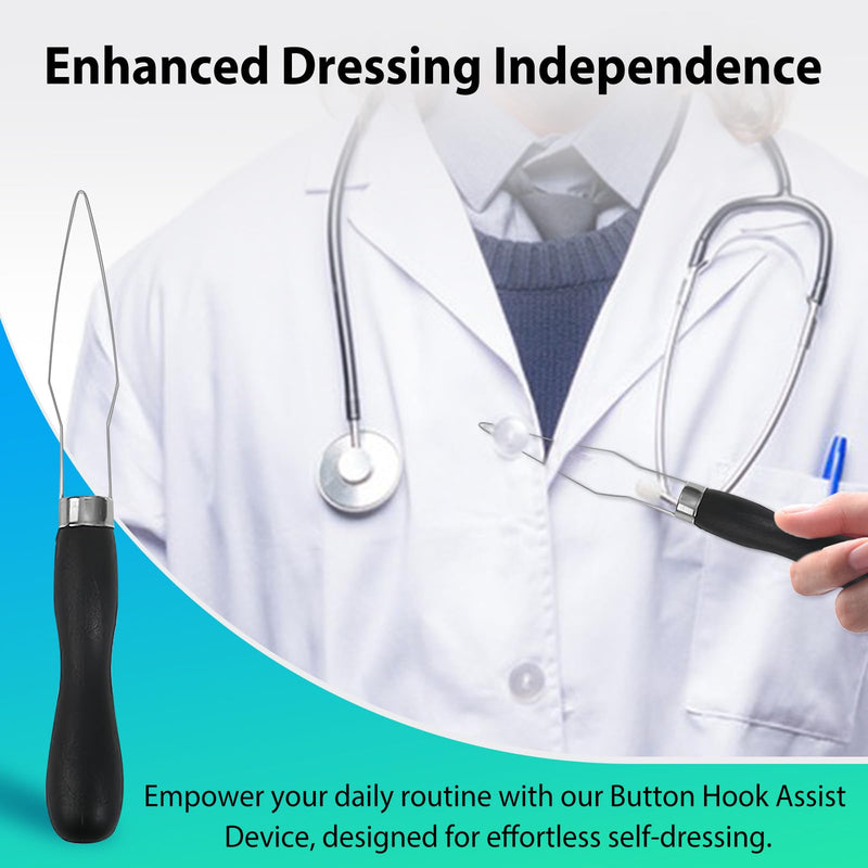 3-Pack Button Hook Assist Device with Easy-Grip Handle for Shirts, Coats, Dresses - Ideal Button Aids for Arthritis & Limited Dexterity Black - BeesActive Australia
