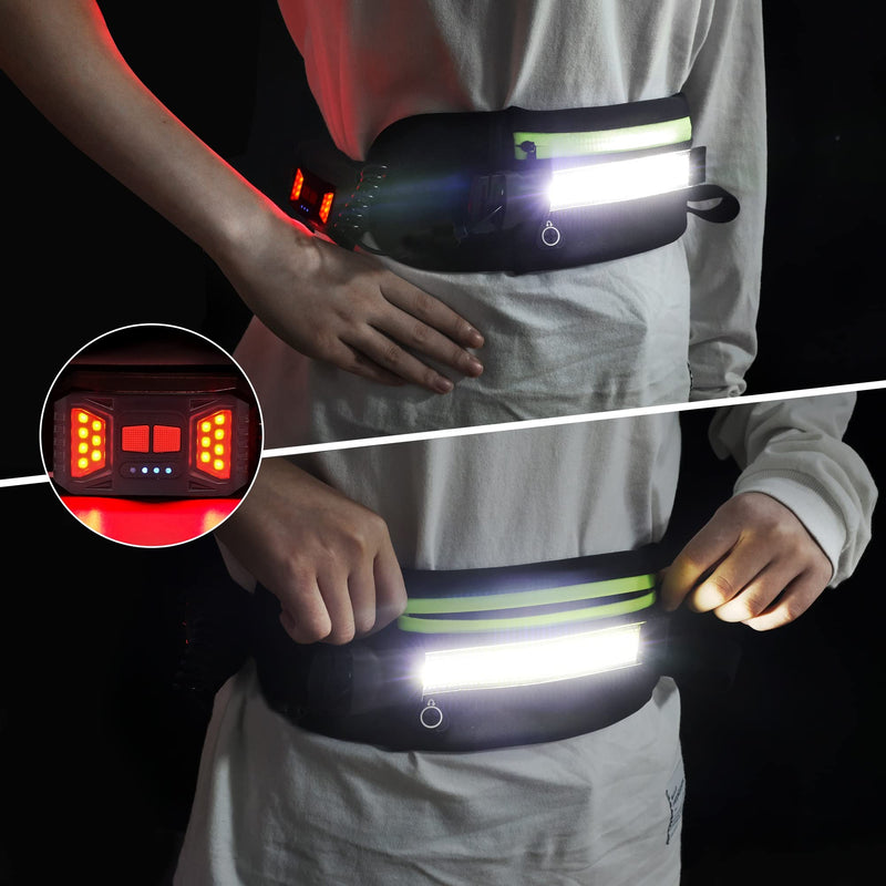 Running Light, 1000Lumens Running Belt Running Gear with 230°Rechargeable Night Running Light for Phone Waist Bag Light with Water Bottle Holder Slim Running Belt for Runners Sports Jogging Walking Black - BeesActive Australia