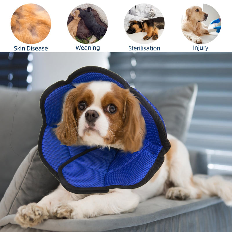 LiebeDD Dog Collar, Soft Dog Collar, Leak Protection, Dog Castration Neck Brace for Dogs, Breathable Protective Collar, Funnel Dog After Surgery, Adjustable Dog Collar, Blue M - BeesActive Australia