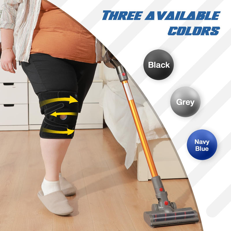 Nvorliy Plus Size Knee Brace for Knee Pain, Extra Large Knee Brace for Women and Men, Adjustable Knee Support with Side Stabilizers for Knee Pain Relief, Arthritis, ACL, LCL, MCL, Injury Recovery 5XL/6XL Black