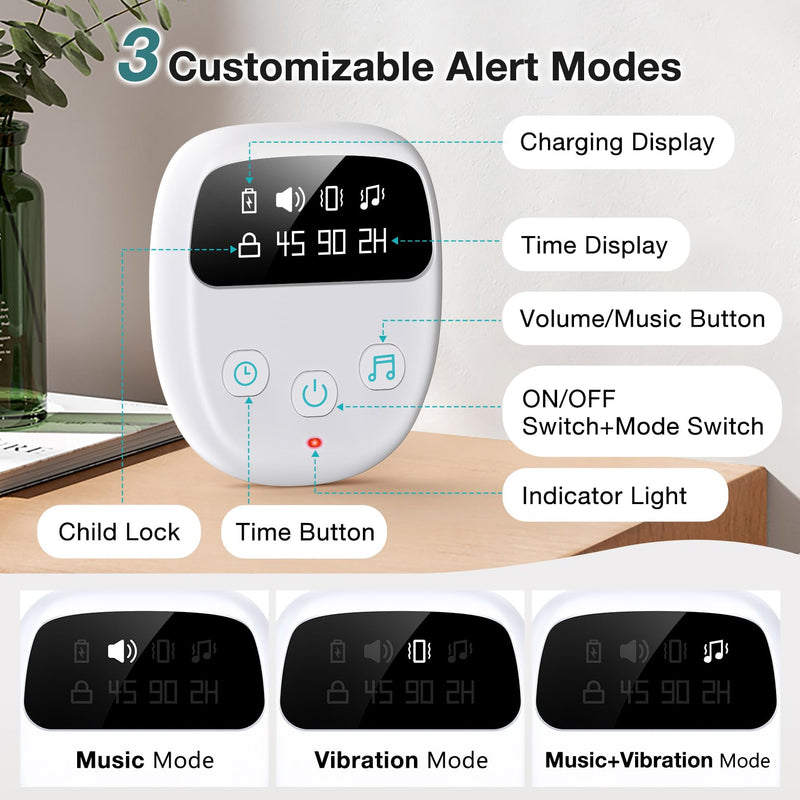 Wireless Bedwetting Alarm for Boys and Girls, Rechargeable Enuresis Alarm with 3 Modes & Timer, Waterproof & Reusable Sensor, Highly Sensitive Bed Wetting Solutions for Elderly, Kids, Grey