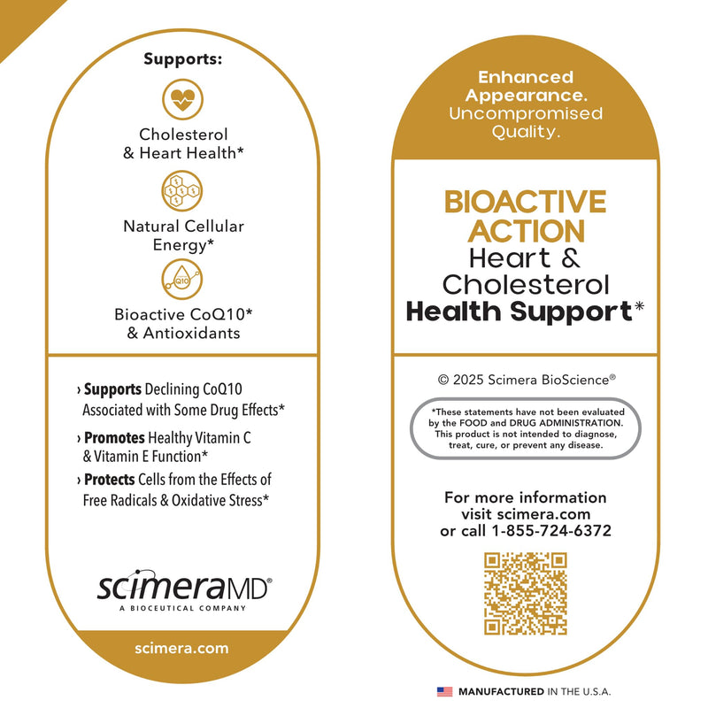 ScimeraMD® Ubiquinol Coenzyme Q10 Kaneka QH Antioxidant Supplement for Heart Health and Cellular Energy Production, 30 CT