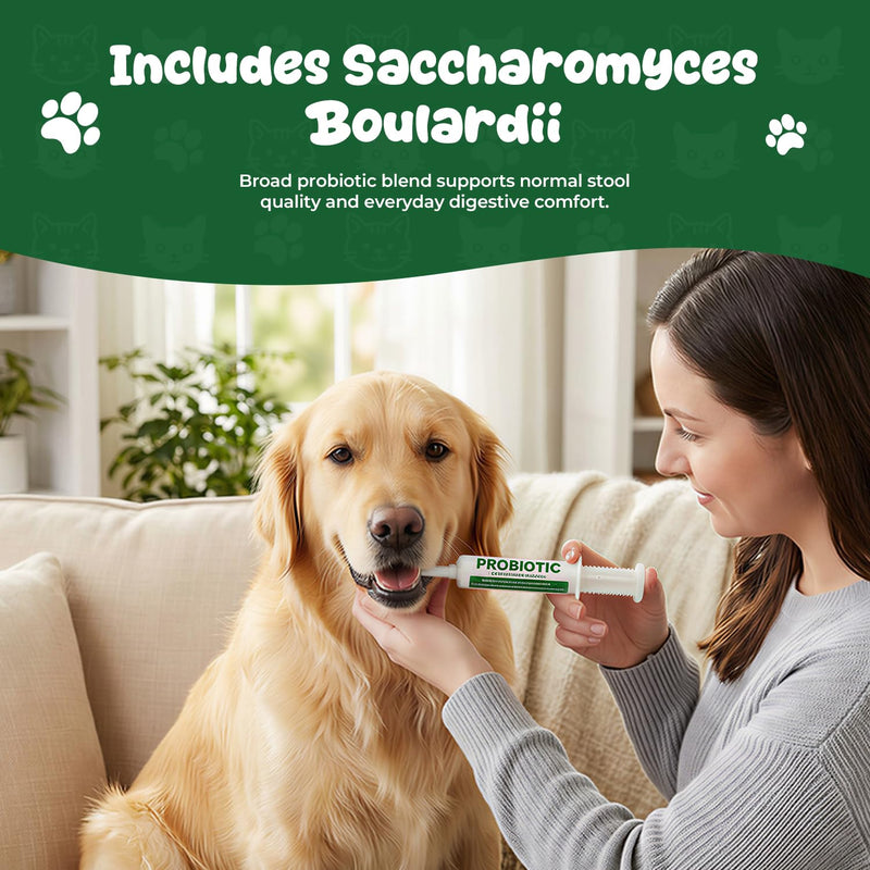 Probiotic Paste for Dogs, 2.3 Billion CFU per g with Prebiotic FOS, Multi-Strain Probiotics Including Saccharomyces Boulardii, Supports Loose Stool, Gas & Daily Digestive Support, 60 mL