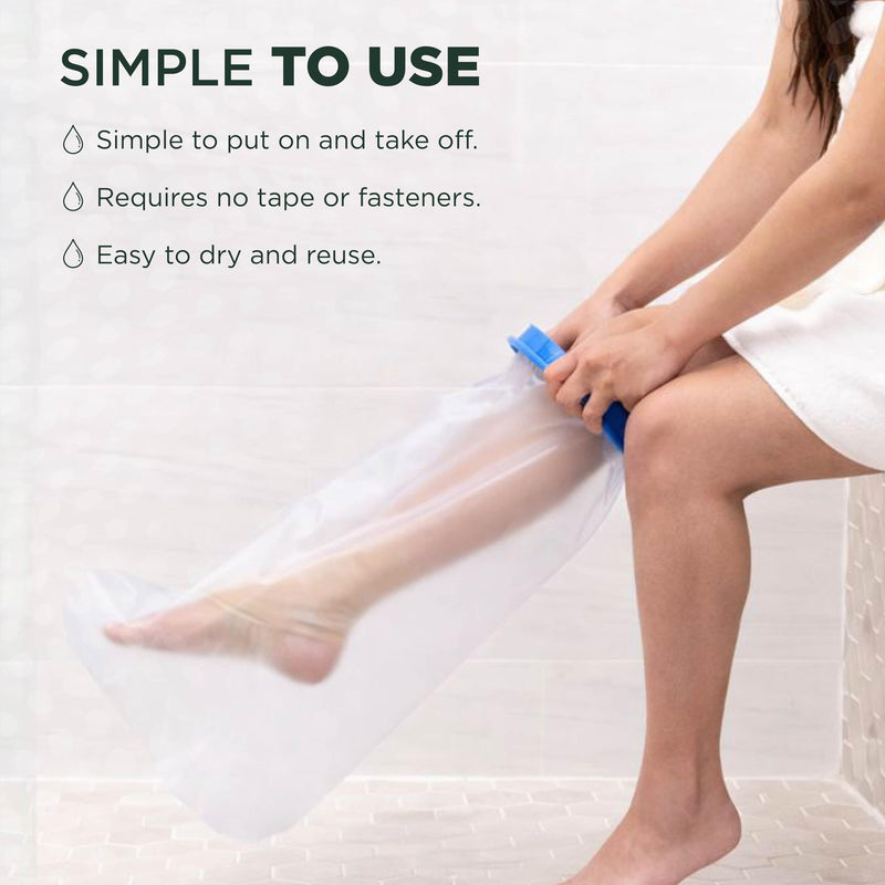 100% Waterproof Adult Cast Covers for Shower Leg, Resuable 28" Long,Easy to wear, Cast shower cover leg,foot bag for showering, post surgery waterproof foot boot covers, Plastic bag to cover leg - BeesActive Australia