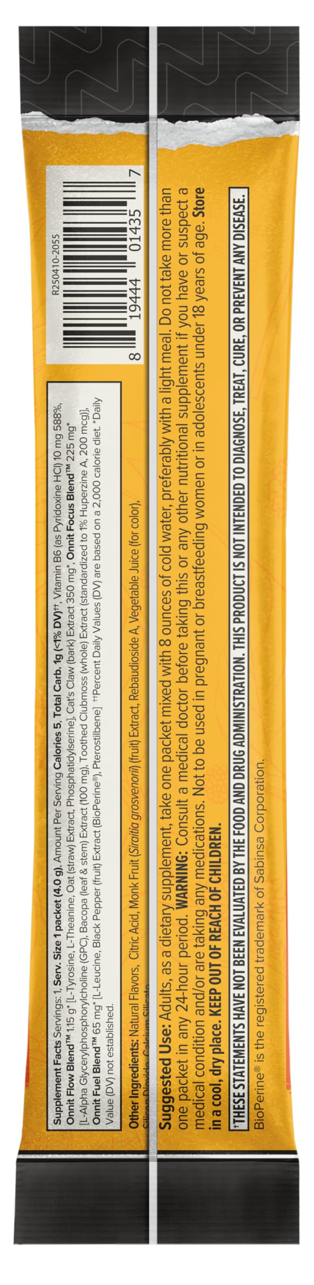 ONNIT Alpha Brain Instant Nootropic Focus Drink Mix, Peach, 30 Packets | Nootropic drink mix packets; L-Theanine, Alpha GPC & B6 support focus, memory & mental clarity; on-the-go brain supplement