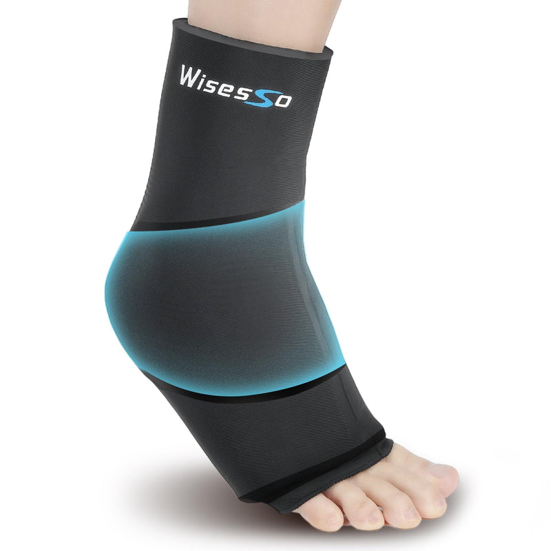 Ankle Ice Pack Wrap, Achilles Tendonitis Brace for Hot & Cold Compress, Resuable Ankle Ice Pack for Injuries, Swelling, Plantar Fasciitis, Sprained, Pain Relief (Black, 1 Pack) Black L-1pc - BeesActive Australia