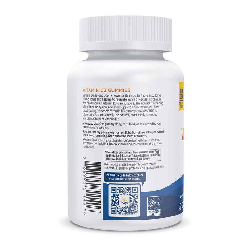 Nordic Naturals Vitamin D3 Gummies, Wild Berry - 60 Gummies - 1000 IU Vitamin D3 - Great Taste - Healthy Bones, Mood & Immune System Function - Non-GMO - 60 Servings (Pack of 2) 60 Count (Pack of 2)