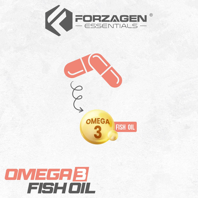 Forzagen Essentials Omega 3 Fish Oil Supplement, 120 Softgels, EPA 360mg DHA 240mg, Vitamin E, Daily Dietary Support