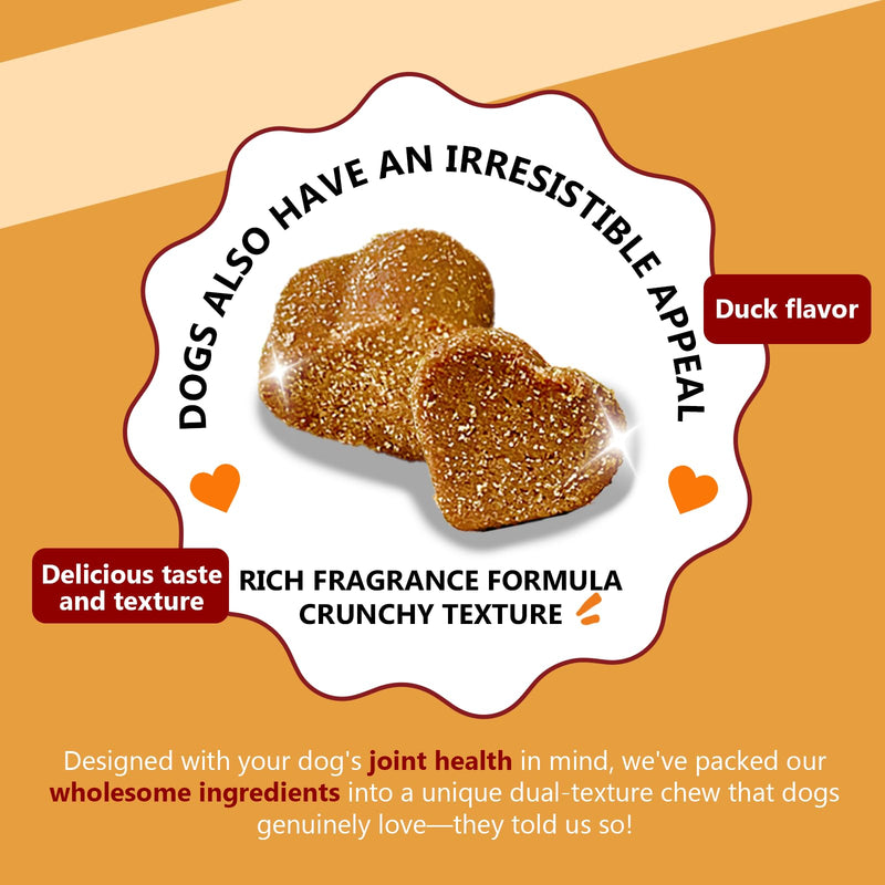 Dog Hip & Joint Chews 120 Count – Glucosamine, Chondroitin, MSM, Green-Lipped Mussel & Hyaluronic Acid for Mobility & Joint Support, Hemp Seed Oil, Duck Flavor, All Breeds