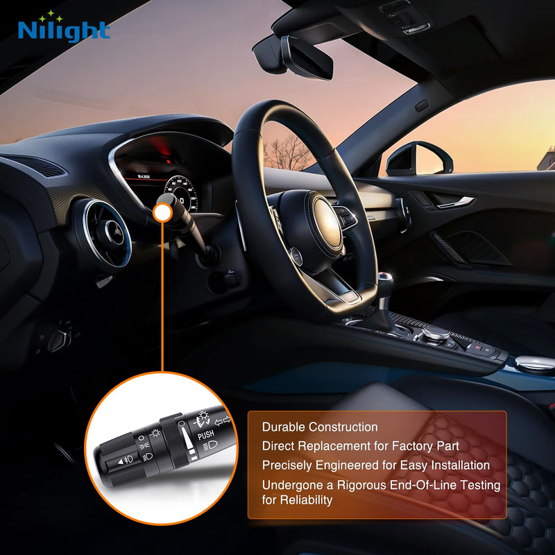 Nilight Turn Signal Switch Compatible with 2007-2018 Jeep Wrangler Compass Patriot 2008-2010 Grand Cherokee Liberty 2007-2014 Dodge Avenger Nitro 2007-2010 Chrysler PT Cruiser Sebring, 2 Year Warranty 2007-2017 Jeep Dodge &Chrysler