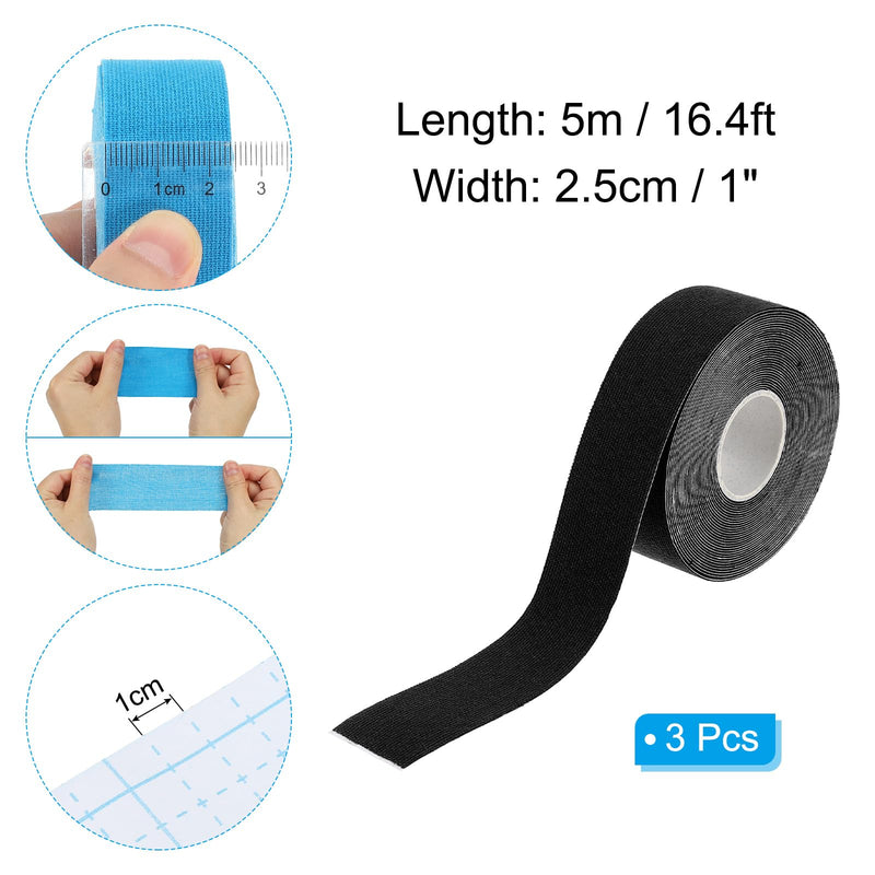 PATIKIL Aerial Hoop Tape, Athletic Tape Adhesive Non-Slip Grip Tape Yoga Rig Sports Tape for Wrapping Exercises Gymnastics Black 16.4ft x 1 Inch - BeesActive Australia