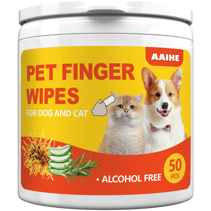 Dog Ear Finger Wipes,Gently Remove Ear Wax & Dirt,Relieve Ear Itching. All Natural Ingredients Dog Ear Wipes.Safe & Gentle Ear Wipes for Dog & Cat - 50 Count Green Tea 1.6'' 50pcs Light Yellow