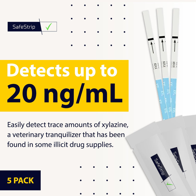 Xylazine Test Strips, Quick, Reliable & Easy-to-Use Drug Test Kit for Home Medical Testing on Pills, Powder & Residue, 5-Pack Test Strips with Scoop 1