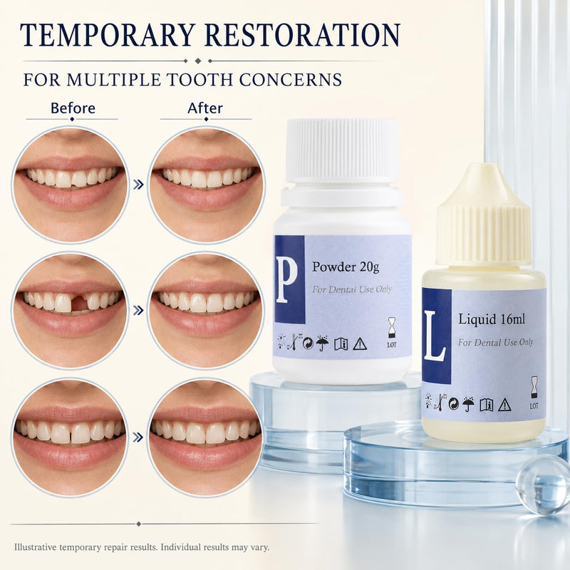 Zinc Oxide Eugenol Cement Dental Care Kit, Temporary Teeth Replacement Kit for Broken Chipped Teeth, Missing Teeth, Crown Fillings & Bridges, Improving Smile