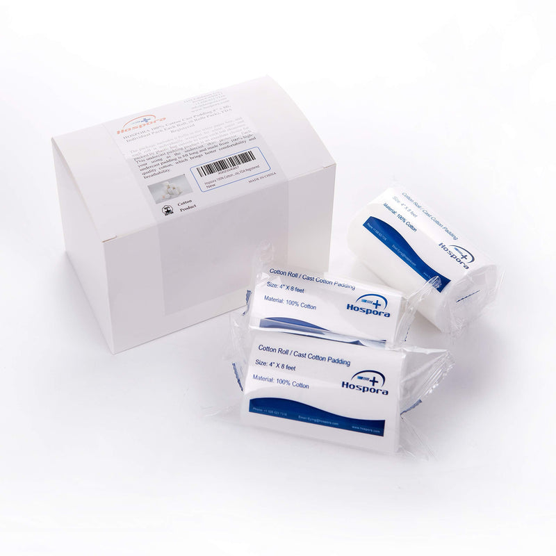 Hopsora Cast Padding 6 Rolls 4" x 8ft 100% Cotton Individual Pack Undercast padding Cast Supplies Wound Care Medical Cotton 4x96 Inch (Pack of 6) - BeesActive Australia