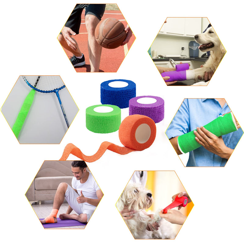 BQTQ 96 Rolls Self Adhesive Bandage Wrap Tape 1 Inch Self Adherent Wrap Self Stick Bandage Athletic Wraps Tape Stretch Bandages for Wrist Ankle Swelling Sprains (Rich Color) Rich Colors - BeesActive Australia