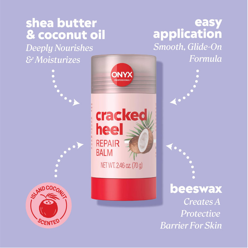 Onyx Professional Cracked Heel Repair Balm Stick for Dry Cracked Feet Treatment, Coconut Scent, 1 pack - Moisturizing Foot Balm, Rolls On, Cracked Heel Treatment 2.46 Ounce (Pack of 1) - BeesActive Australia