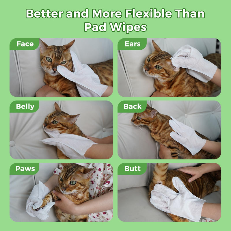 Vannon Extra Thick Pet Bathing Wipes for Dogs & Cats, Cleaning & Odor-Controlling Grooming Gloves, Nourish Fur Glove Wipes for Daily Care and Traveling, Rinse Free, Coconut Scent, 2 Pack, 12 PCS B-Coconut Scent 2pack - PawsPlanet Australia
