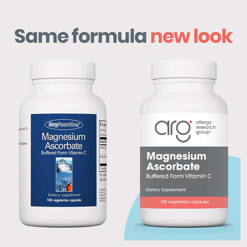 ARG Magnesium Ascorbate Buffered Vitamin C 1000 mg, 100 Capsules | Non-Acidic Buffered Vitamin C for Immune and Antioxidant Support, Gentle on Stomach, Vegetarian Formula