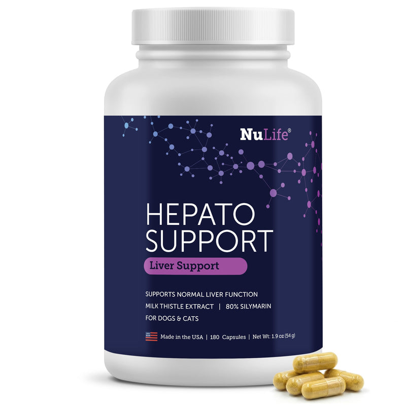 NuLife Hepato Support - Liver Support for Dogs and Cats with Silymarin - Contains Milk Thistle for Dogs & Cats and Vitamin B Complex (B1, B2, B6, B12) - Promotes Canine & Feline Hepatic Health - 180ct