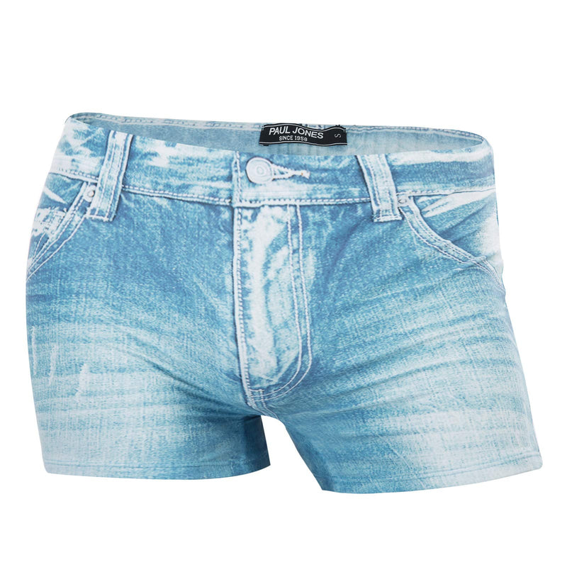 PJ PAUL JONES Men's Swim Trunks Denim Print Beach Swimwear Swimsuit Bikini Briefs XX-Large Light Blue - BeesActive Australia