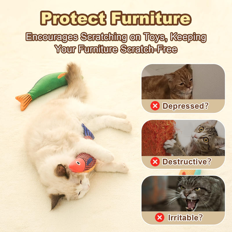 Jiupety Cat Toys Saury Fish 3 Pack Cat Chew Sound Toys Bite Resistant Catnip and Toys Cat Kicker Toy Interactive Kitten Cat Toys for Indoor Cats 9.4 Inches - BeesActive Australia
