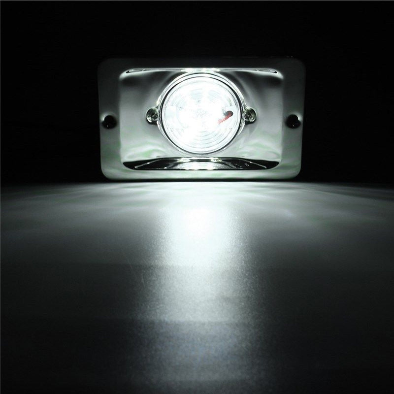 Pactrade Marine Boat 5 Inches LED Transom Interior Stern Light Anchor Light Rectangular SS 304 Splashproof Flush Mount for Fishing Boat Pontoon Kayak