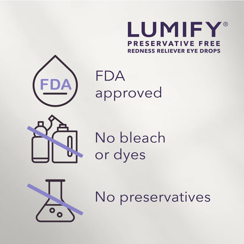 LUMIFY Preservative Free Eye Drops for Red Eyes, Redness Reliever for Sensitive Eye, Brighter and Whiter Looking Eyes, Works in 1 Minute & Lasts Up to 8 Hours, 20 Single-Use Vials - BeesActive Australia