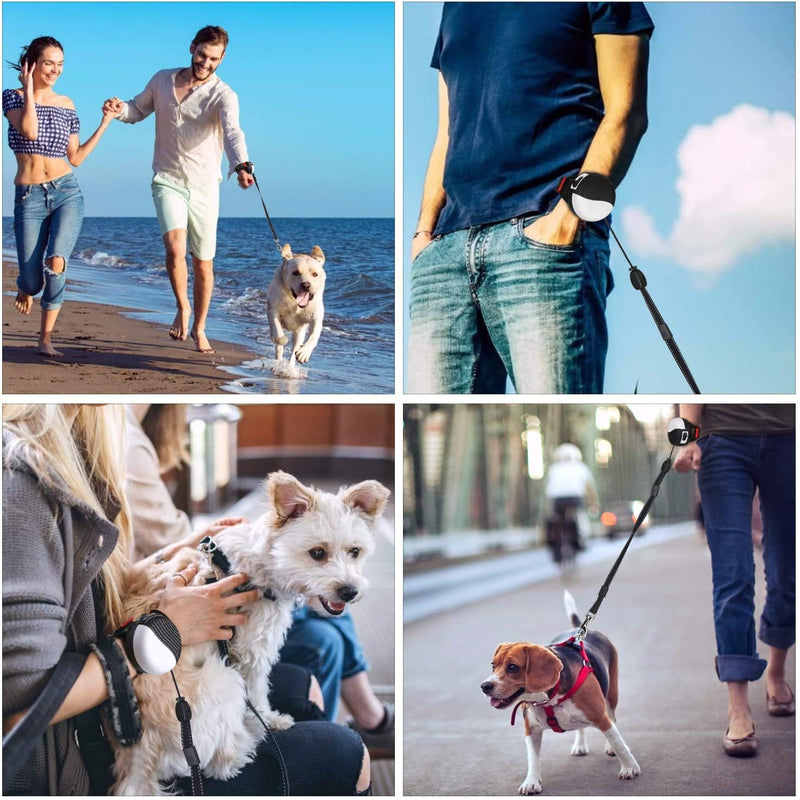 Retractable Hands Free Dog Leash, 360° Tangle-Free Heavy Duty Wrist Dog Walking Leash with 8.2 ft strong Cord and Reflective Nylon Tape, One Button Brake, Pause, Lock for Small Dog or Cat up to 55 lbs Black Gray