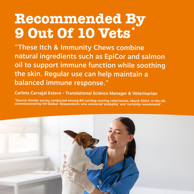 Zesty Paws Itch & Immunity Chews for Dogs | Soothes Skin, Paws & Ears from Licking & Scratching, Helps Immune Function, Skin & Gut Health | Contains Salmon Oil & Probiotics | Daily Use | 90 Chews