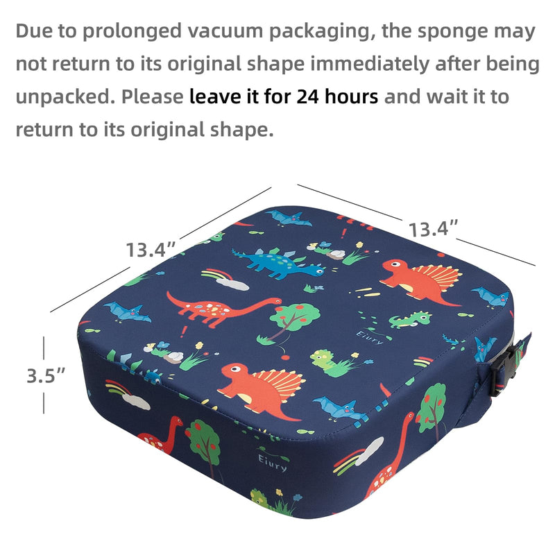 Toddler Booster Seat for Dining Table, Portable Kids Booster Seat with Safety Buckles Portable Increasing Booster Cushion with Non-Slip Bottom (Blue Dinosaur) Blue-Dinosaur - BeesActive Australia