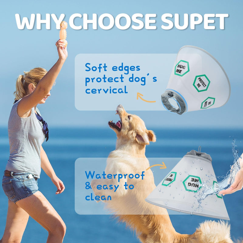 Supet Dog Collar Recovery Collar for Dogs to Prevent Licking, Adjustable Soft Elizabethan Dog Collar for Large, Medium and Small Dogs with Soft Protective Edge XL Letter - BeesActive Australia