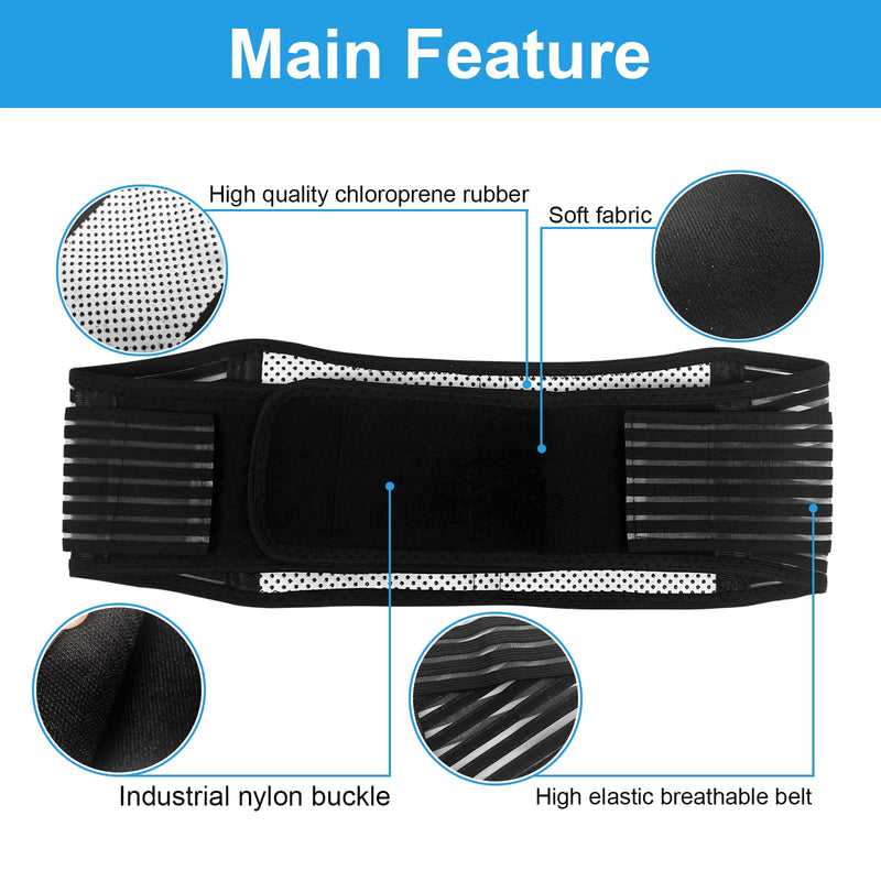 Back Support with Magnet, Tourmaline Magnetic Back Braces for Lower Back Pain Relief, Self Heating & Soothing Back Support Belt, Lumbar Support Belt for Herniated Disc/Sciatica (Large) Large - BeesActive Australia