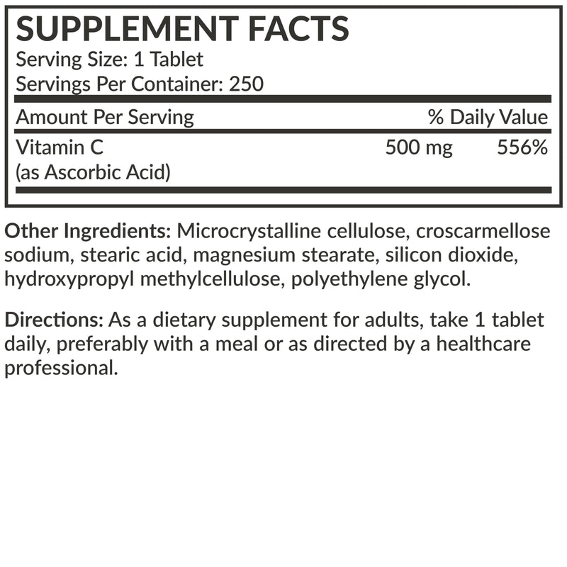 Futurebiotics Vitamin C 500mg Non-GMO, 250 Tablets