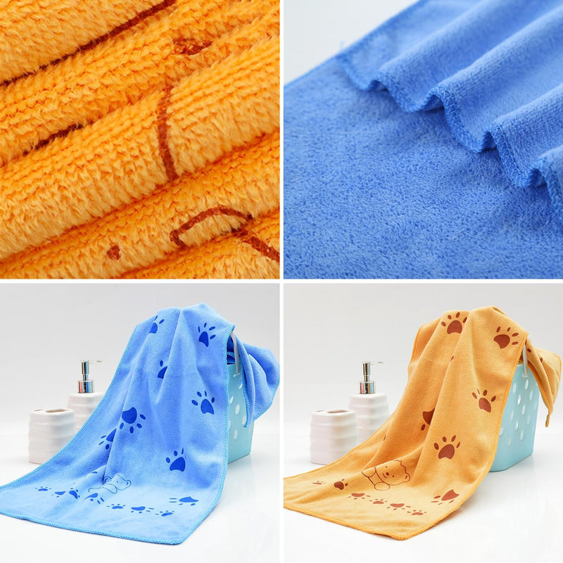 bangminda Dog Towel Pack of 2 Microfiber Towels Washable Dog Blankets Large Quick-Drying Dog Towel for Grooming Drying Animal Towel for Dogs Cats 140 x 71 cm (Yellow and Blue) Yellow and Blue - BeesActive Australia
