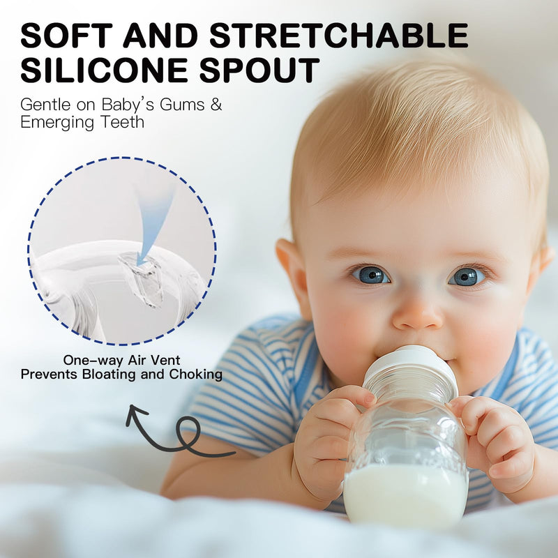 Sippy Spout Nipples for Mam Baby Bottles, Transition Straw Sippy Cup 100% Food Grade Silicone Soft Nipple, 6m+, Pack of 4
