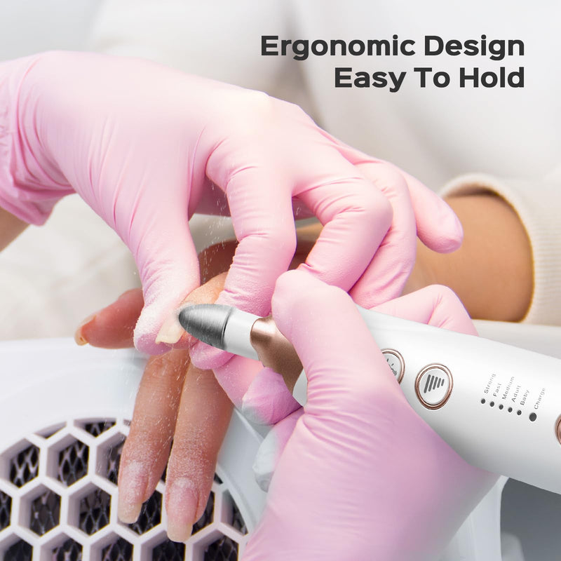 COSLUS C30 Professional Manicure Pedicure Kit: 5 in 1 Electric Nail File Set Toenail Grinder, 5 Speed Cordless Nail Drill for Thick Nail Toenail Cuticle, Hand Feet Trimmer Buffer for Women Men Baby Bright White - BeesActive Australia