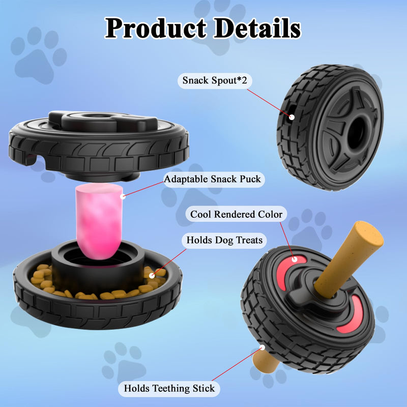 4-in-1 Dog Entertainment Toy, Frozen Treat Toy for Dog, Bully Stick Holder, Treats Distribution Puzzle Tire Dog Toys to Keep Dogs Busy, Dog Chew Toys for Aggressive Chewers (Red Highlighting) Red - BeesActive Australia
