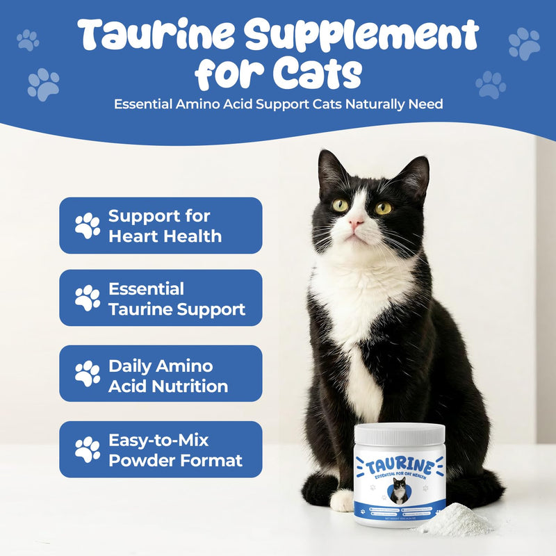 Taurine Powder Supplement for Cats, Essential Taurine Support for Heart Health, Vision & Immune Function, Daily Feline Nutrition Powder (120 g) 120 g