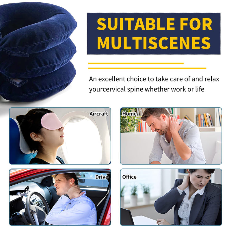 CRABCLAW Cervical Neck Traction Device for Neck Pain Relief, Adjustable Inflatable Neck Stretcher Neck Brace, Neck Traction Pillow for Use Neck Decompression and Neck Tension Relief (Blue) Blue-b - BeesActive Australia