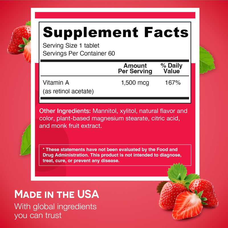 EZ Melts Dissolvable Vitamin A 5,000 IU, Sugar-Free, 2-Month Supply - BeesActive Australia