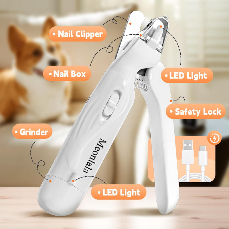 2-in-1 Dog Nail Clippers & Dog Nail Grinder with 2 LED Lights, Ultra-Quiet, USB Rechargeable,Security Upgrade,Multiple Grinding Methods, and Splash Guard for Small and Large Dogs & Cats