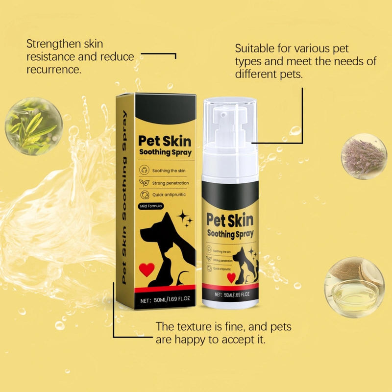 Pet Skin Treatment Spray, Pet Skin Soothing Spray, Dog Itchy Relief Sprays & Hot Spot Treatment - Natural Relief for Dry, Sensitive Skins, Nature Soothing Solution for Pets Itchy Skins - 50ML