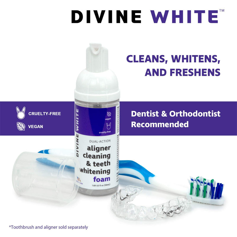 Dual-Action Stain Removal Aligner/retainer Cleaner and Teeth Whitening Foam- Hydrogen Peroxide-Good for Invisalign, ClearCorrect, SmileDirectClub, Candid -Oral Care-Toothpaste Replacement 1.69 Fl Oz (Pack of 1) - BeesActive Australia