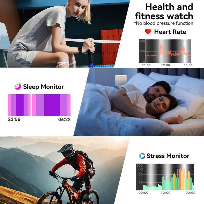 Smart Watches for Men Women, 1.83" HD Touchsreen, Bluetooth Calling, 5 ATM Water-Resistance, 130+ Sports Modes, Health, Fitness & Sleep Tracker, Timer, Pedometer, Fitness Watch for Android/iOS, Black - BeesActive Australia