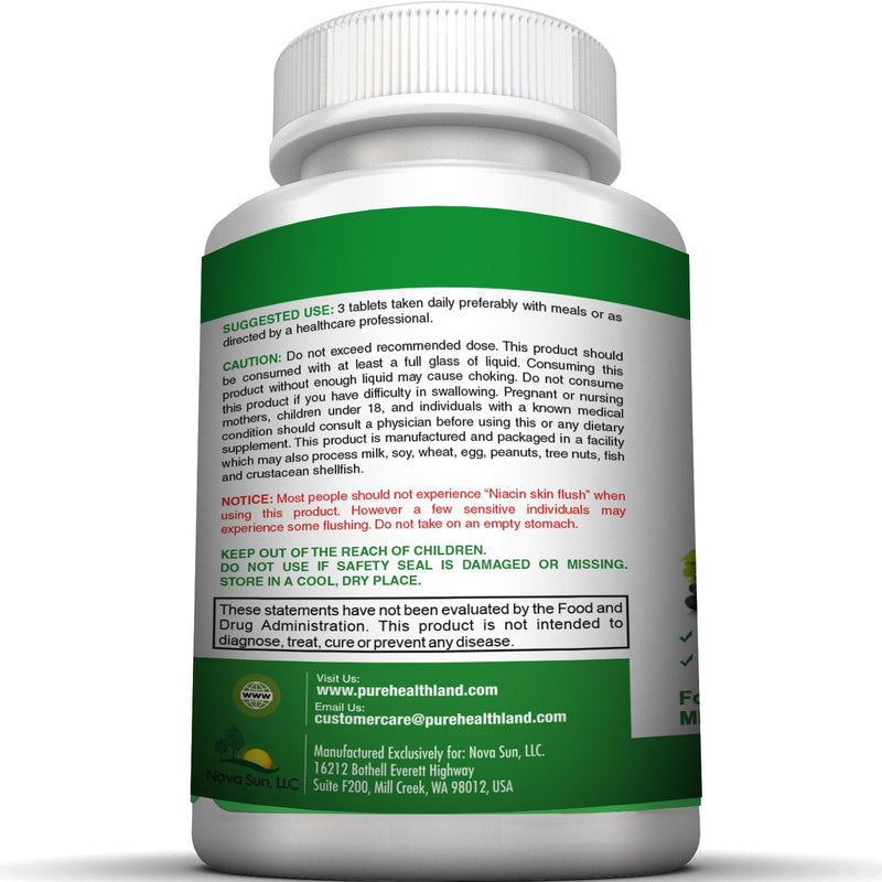 Pure Heathland Non-GMO Super Daily Multivitamin for Adults – 42 Natural Fruits & Vegetables Blend with 21 Essential Vitamins & Minerals – Vegan Coating Tablets, 90 Count, Made in USA 90 Count (Pack of 1)