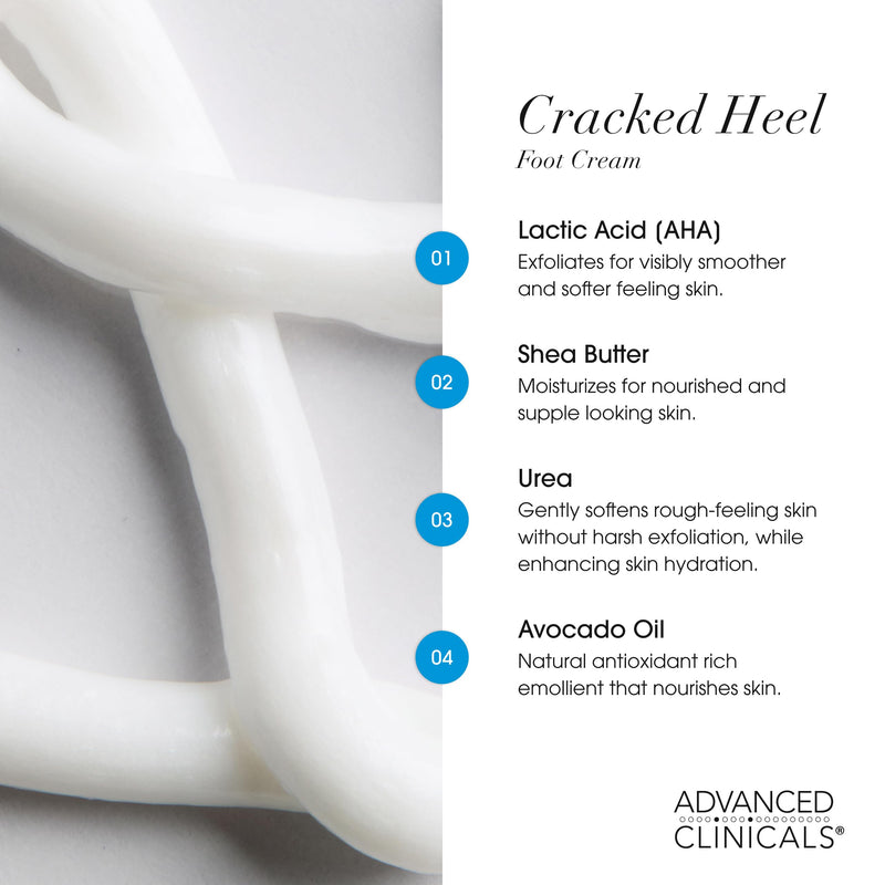 Advanced Clinicals Cracked Heel Foot Cream Skin Care Moisturizer Lotion For Feet W/Shea Butter | Helps Heal Cracked Skin, Rough Spots, Calluses, & Dry Skin | Foot Lotion | Hand Lotion| Large 8 Fl Oz 8 Fl Oz (Pack of 1) Cracked Heel Foot Lotion - BeesActive Australia