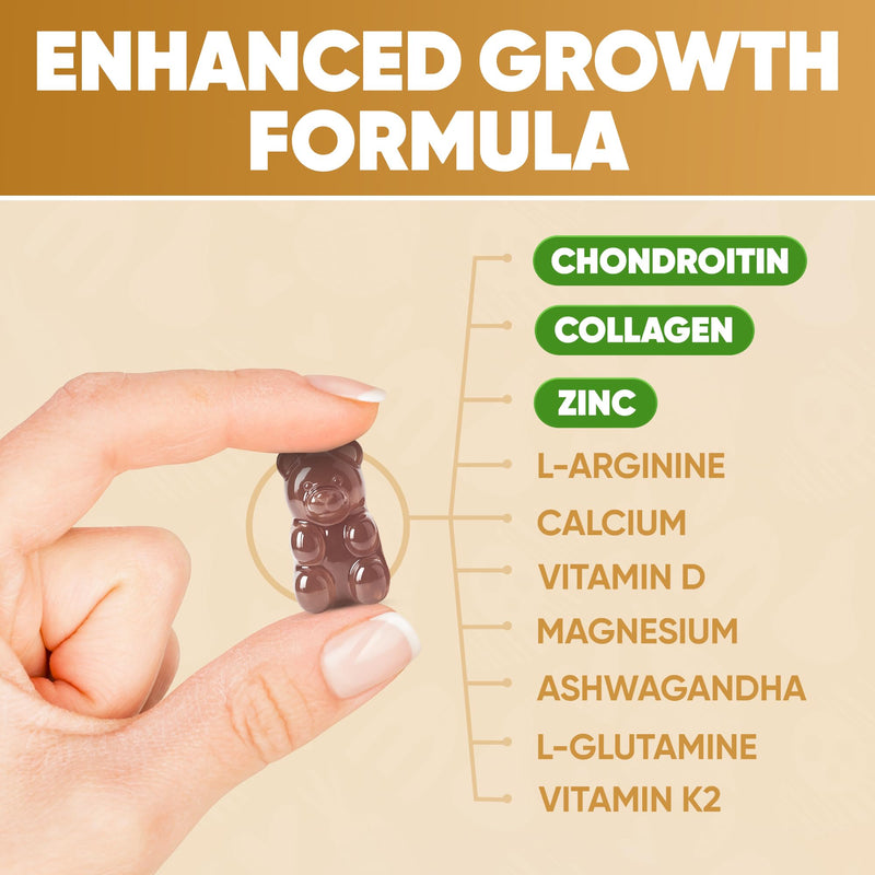Height Growth Increase Vitamin Gummies, Calcium 100mg, Magnesium Glycinate 30mg, Zinc, Ashwagandha, Vitamin K2 D3 25mg Grow Tall Supplement, Multivitamin for Kids, Teens Boy & Girl, Teen Boy Vitamins 120 Count (Pack of 1)