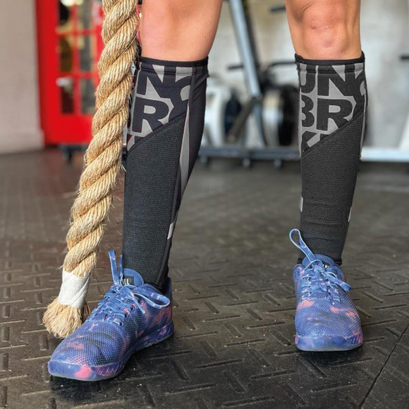 Shin Sleeves Pro Reflective 7mm neoprene, Deadlift, Rope Climb, Box Jumps for Men and Women(ONE Piece) S/M
